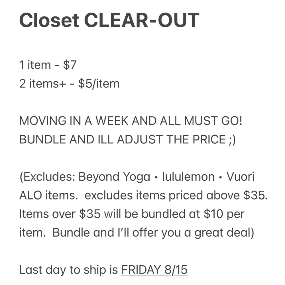 Closet Clear-Out Sale